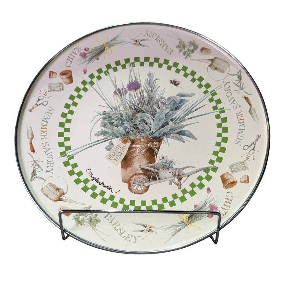 Hallmark Natures Sketchbook Fresh Herbs Vintage Melamine Plate 10 inch 163B1